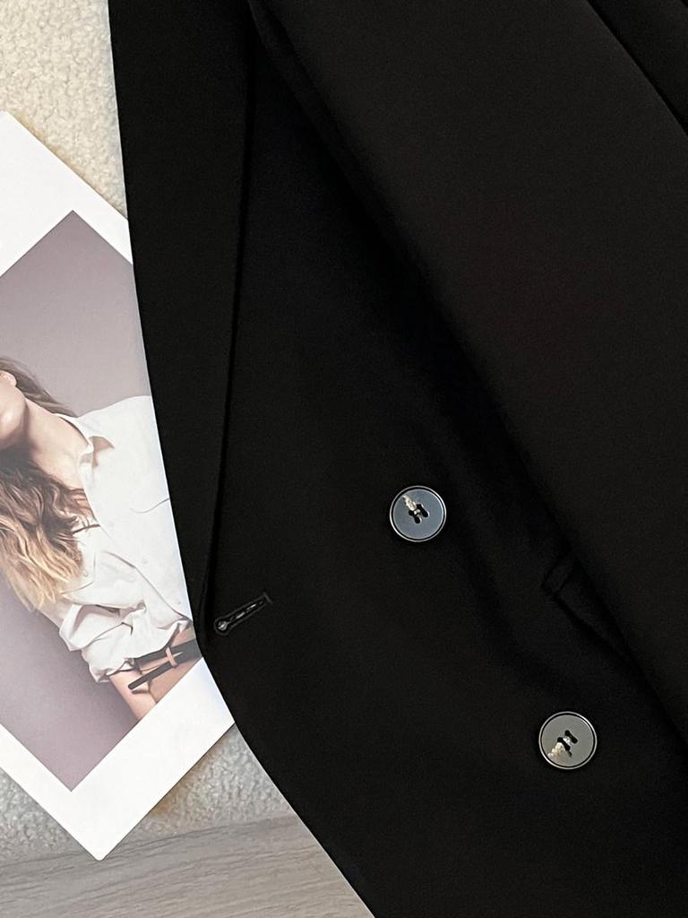 Korean Style Black Women's Jacket: 2026 Spring/Autumn Trendy, Versatile, High-End Small Suit for Petite Fashionistas.