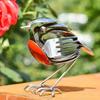 2 Stück Schrottmetall-Kunstskulpturen, Handgefertigte Metallskulptur mit roter Brust, Rostfreie Vintage-Industriekunst für Garten, Hof, Schreibtisch-Dekoration, Einzigartiges Geschenk für