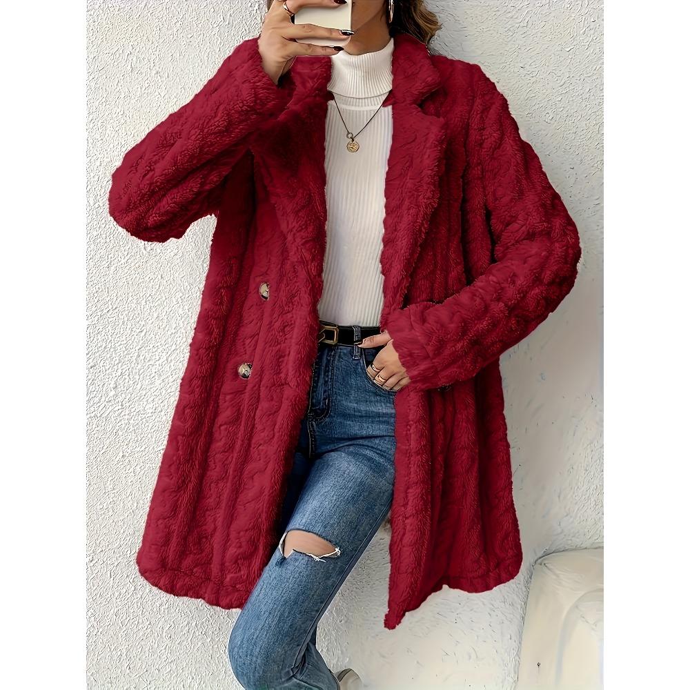

Осенне-зимняя женская куртка больших размеров с пуговицами, однотонная плюшевая куртка на пуговицах, повседневная куртка с длинными рукавами и лацканами, женская одежда больших размеров M