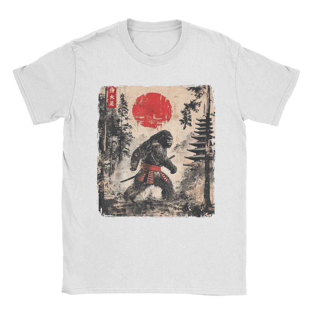 Samurai Bigfoot Japanese Graphic Ukiyoe Funny T-Shirt for Men  Novelty Tee Shirt Crewneck Short Sleeve T Shirt New Arrival Tops