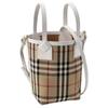 Burberry Vintage Check Bucket Bag Beige White Leather Casual 80723481