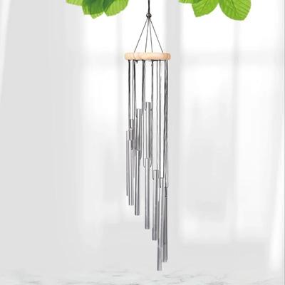 1piece 12 Tubes Aluminum Alloy Wind Chimes with Hook Gold/silver Bells for Outside Home Wedding Party Memorial Decoration Gifts