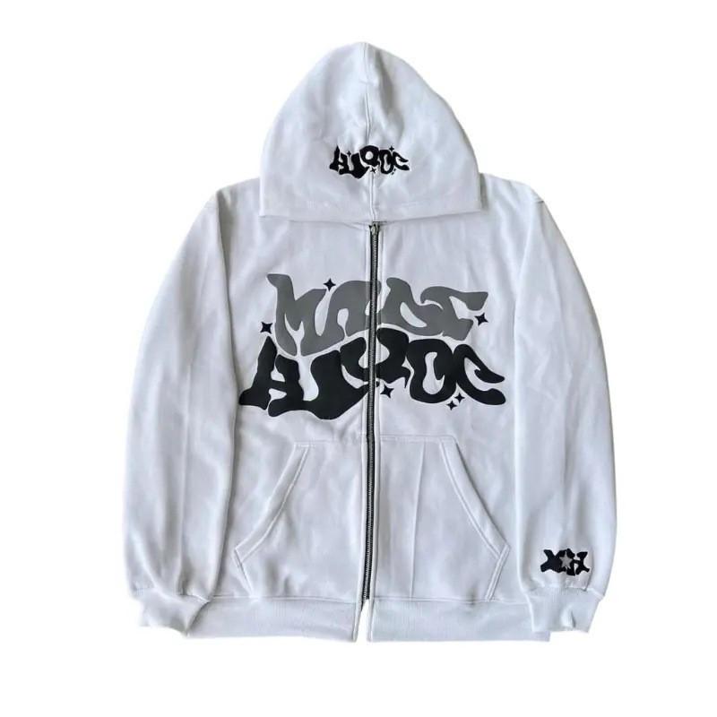 2025 Y2K Gothic Punk Hip Hop Digital Print Zipper Hoodie