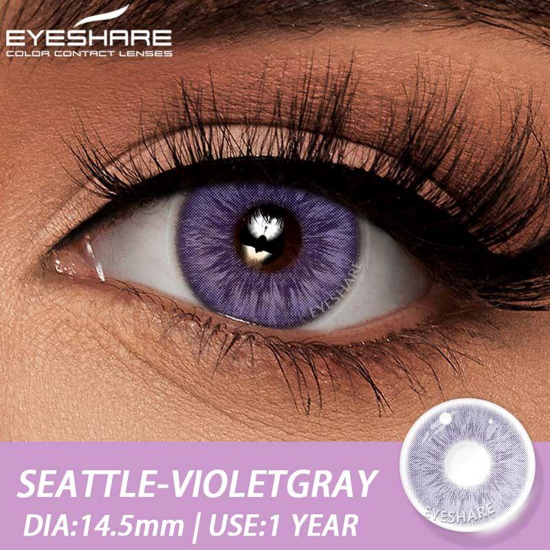 

Eyeshare Новые натуральные цветные контактные линзы Розовые и коричневые контактные линзы Модные фиолетово-серые контактные линзы для глаз Цветные контактные линзы года