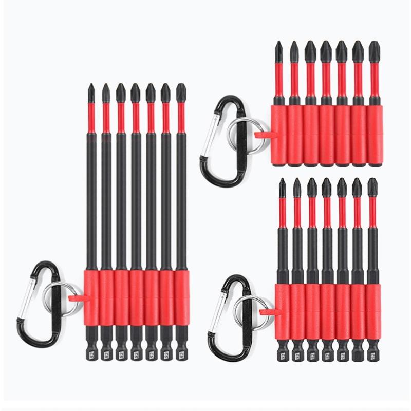 Magnetic Head Crosses Screwdriver Bit Durability Steel Construction Shock Resistant Drill Bit With Keychain Storage