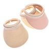 Imitation Pearl Empty Top Straw Hats For Women Casual Summer Beach Visor Caps Foldable Wide Large Brim Sun Uv Protection Caps