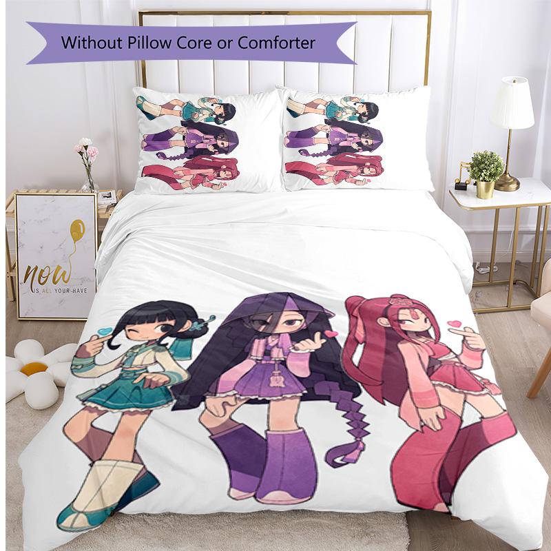 Kpop Demon Hunters Pattern Printed 3PCS Bedding Set, Soft Skin-Friendly Washable Duvet Cover & Pillowcases Set