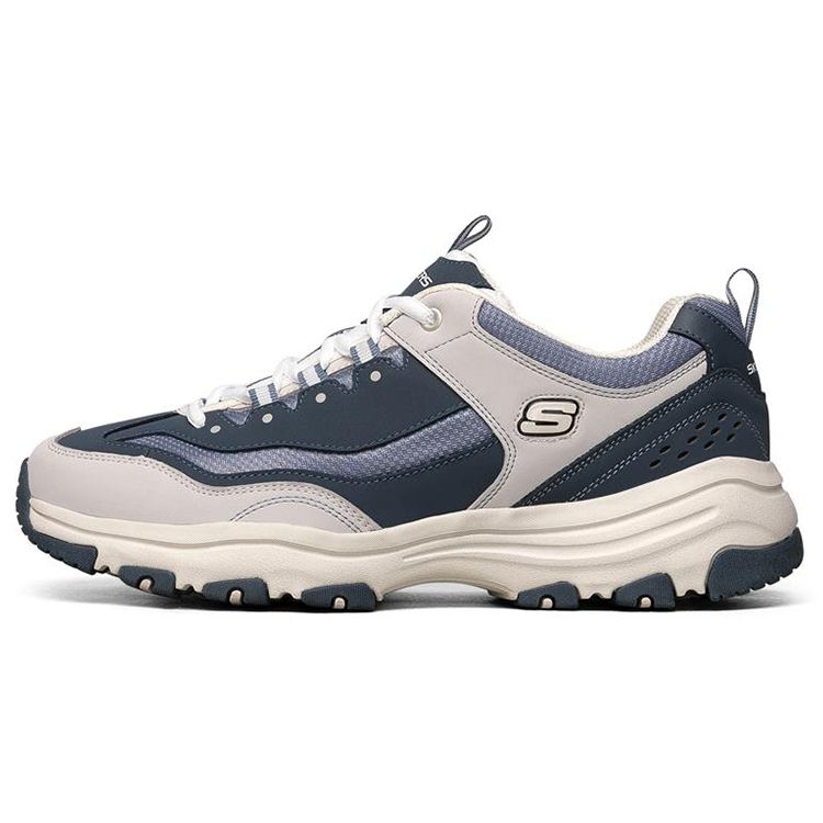 Skechers I-Conik Oreo Blue Mountain Coffee Fabric Synthetic Leather Comfortable Low-Top Dad Shoes Men sneaker Navy-Blue 8790091-NVMT 41