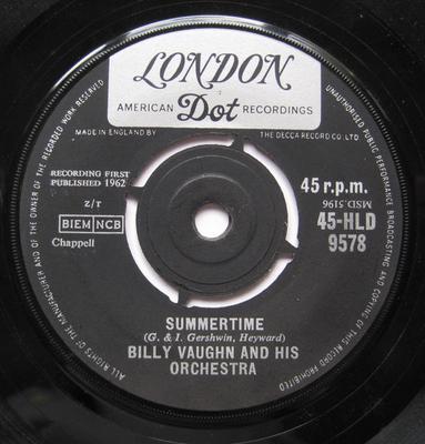 7inch Record BILLY VAUGHN  HIS ORCHESTRA  Summertime 45HLD9578 LONDON RECORDS 1962 UK Pop Used