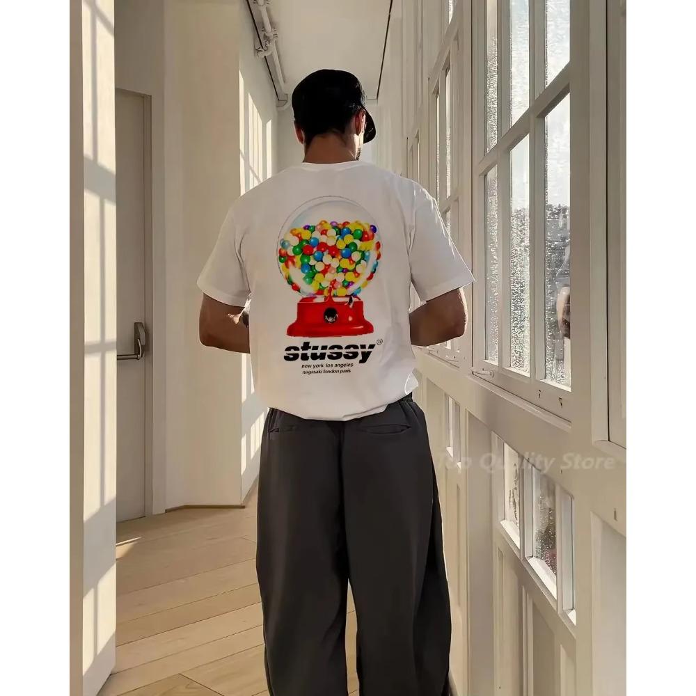 High Quality STU Cotton T-shirt Summer Oversized Round Neck Men Short Sleeve Fun Pattern Printed Women Tee Sports Fitness Tops