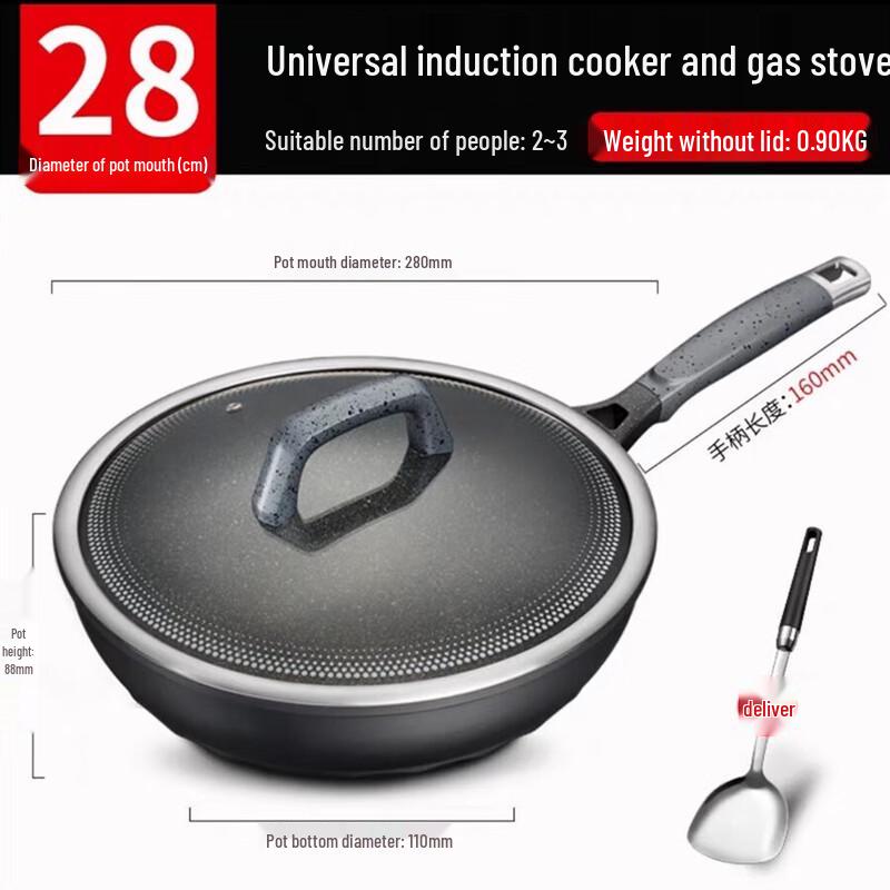 ASD Magic Stone Titanium Non-stick Smokeless Wok, 28cm