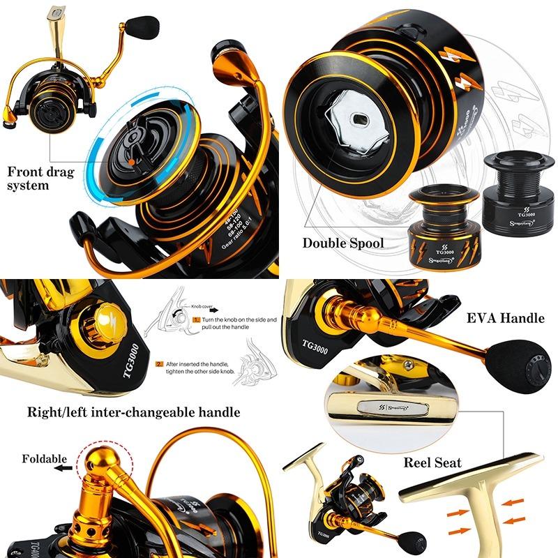 SOUGAYILANG 13 + 1BB Glatte Hochgeschwindigkeitsrolle 5,0: 1 Angelrolle Spinnrolle 8 kg Max. Drag Power Bass-Karpfen-Angelgerät