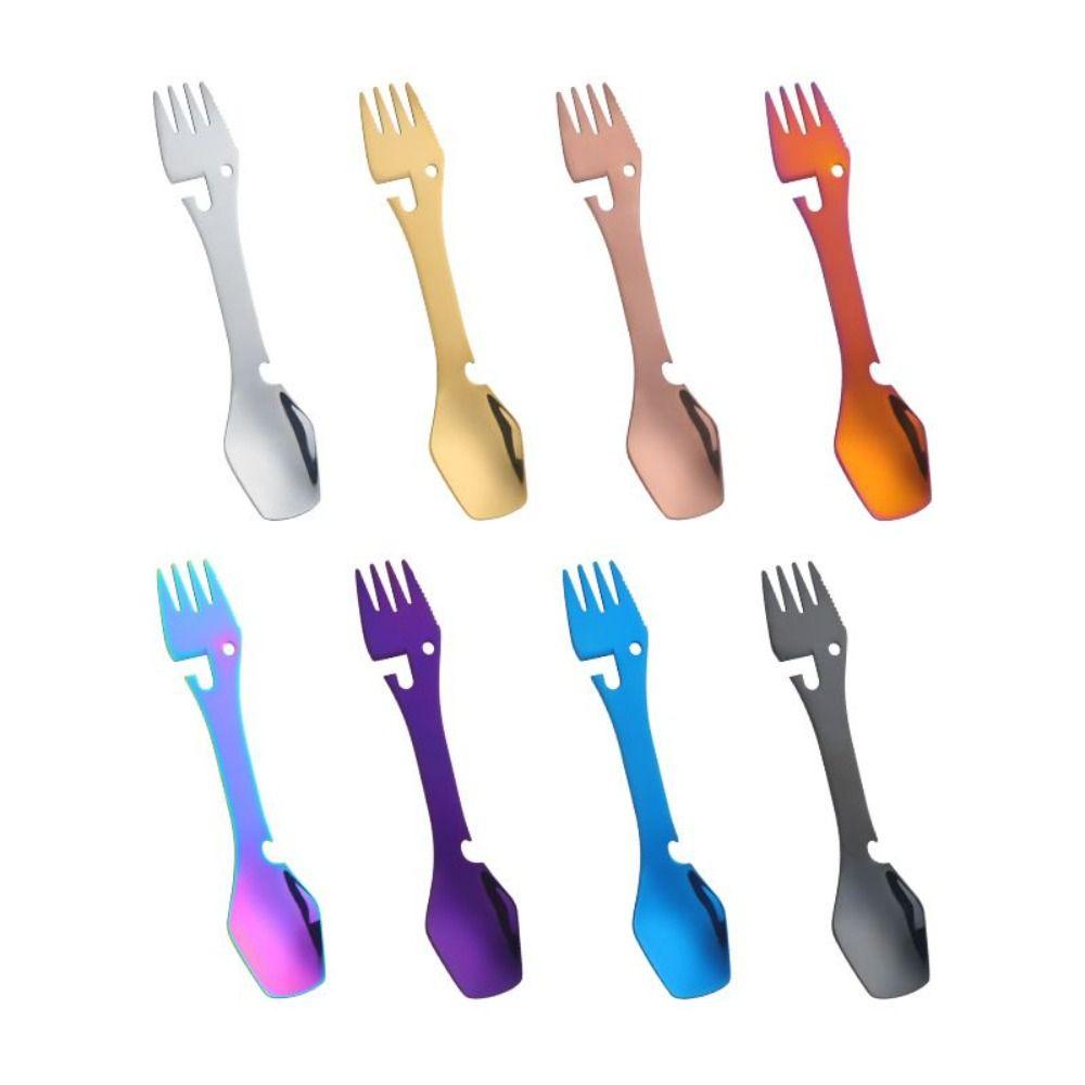 Premium Spork Fork Spoon Stainless Steel Blades Wrench Bottle Opener Wrench Home Kitchens