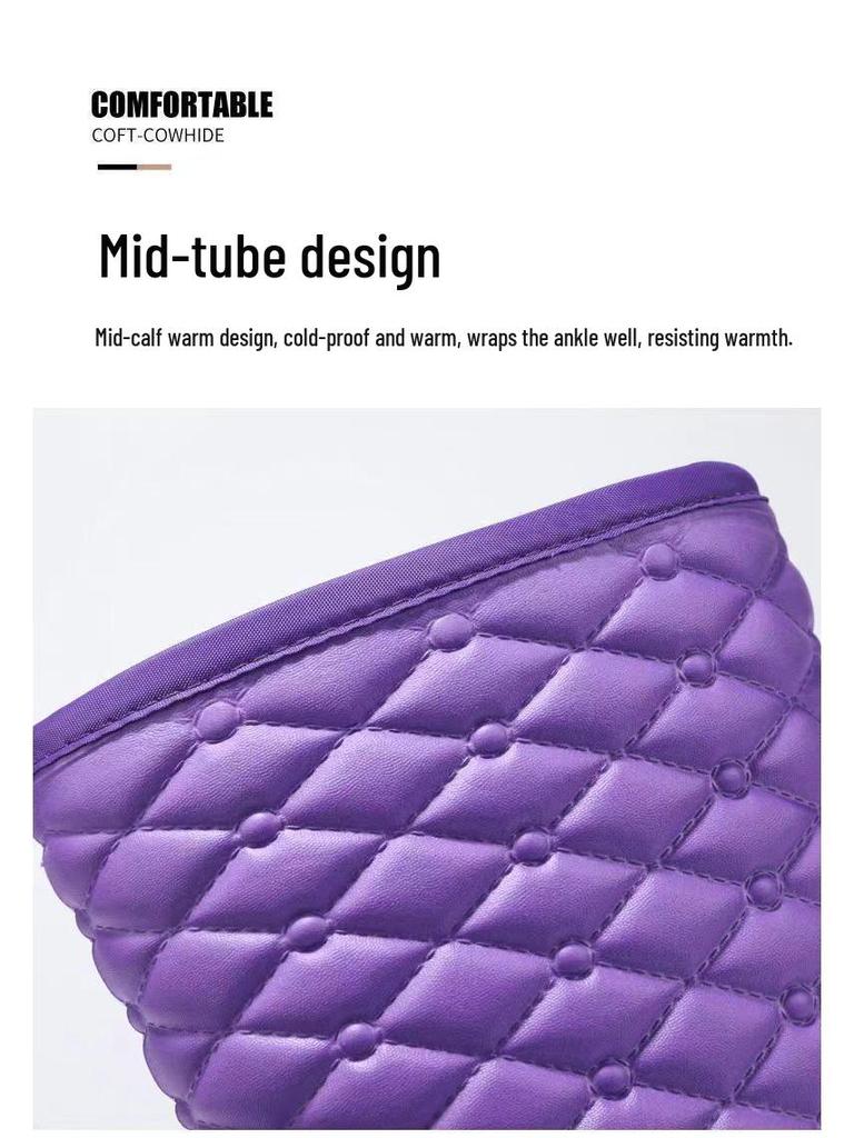 Winter Women's Fleece-Lined Cotton Mid-Calf Waterproof Snow Boots - Non-Slip, Cold-Proof and Warm EVA Rubber