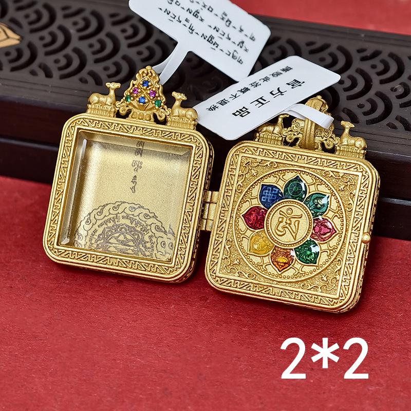 Tibetan Thangka Gold Necklace: Non-fading, Waterproof GAU Box Pendant, Multi-size Options
