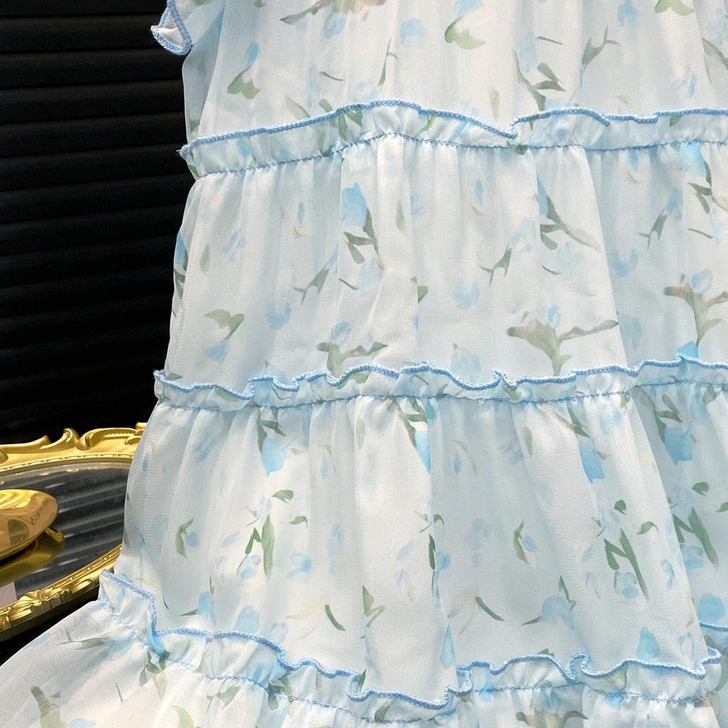 New Blue Princess Sleeveless Summer Dress for Girls - Korean Chic Style Fairy Skirt
