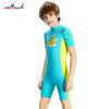 Boys Swimwear One-Piece Short Sleeve Rash Guard UV Protection Quick Dry Swimsuit Swimming Training Snorkeling