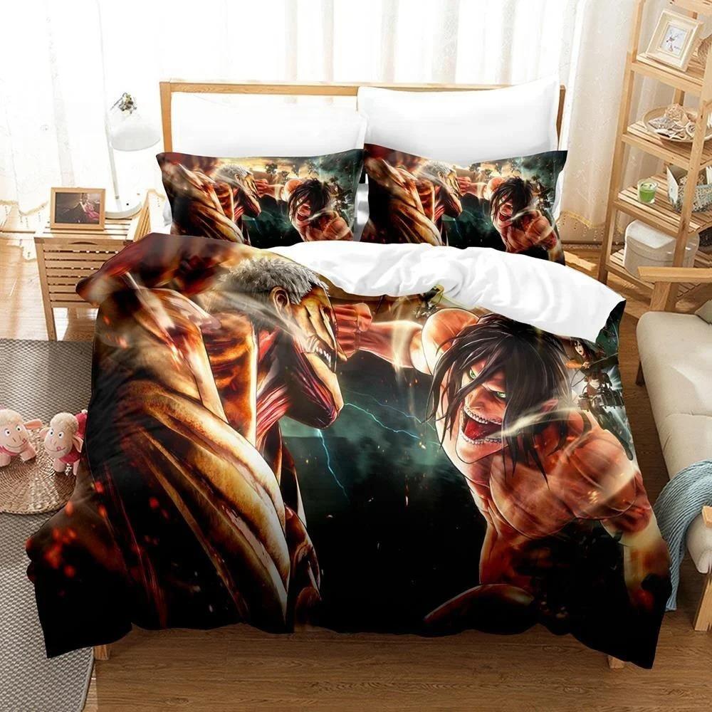 Comfortable Anime Print Bedding Set With Duvet Cover And Pillowcases Single Twin Full Queen King Sizes For Adults And Kids