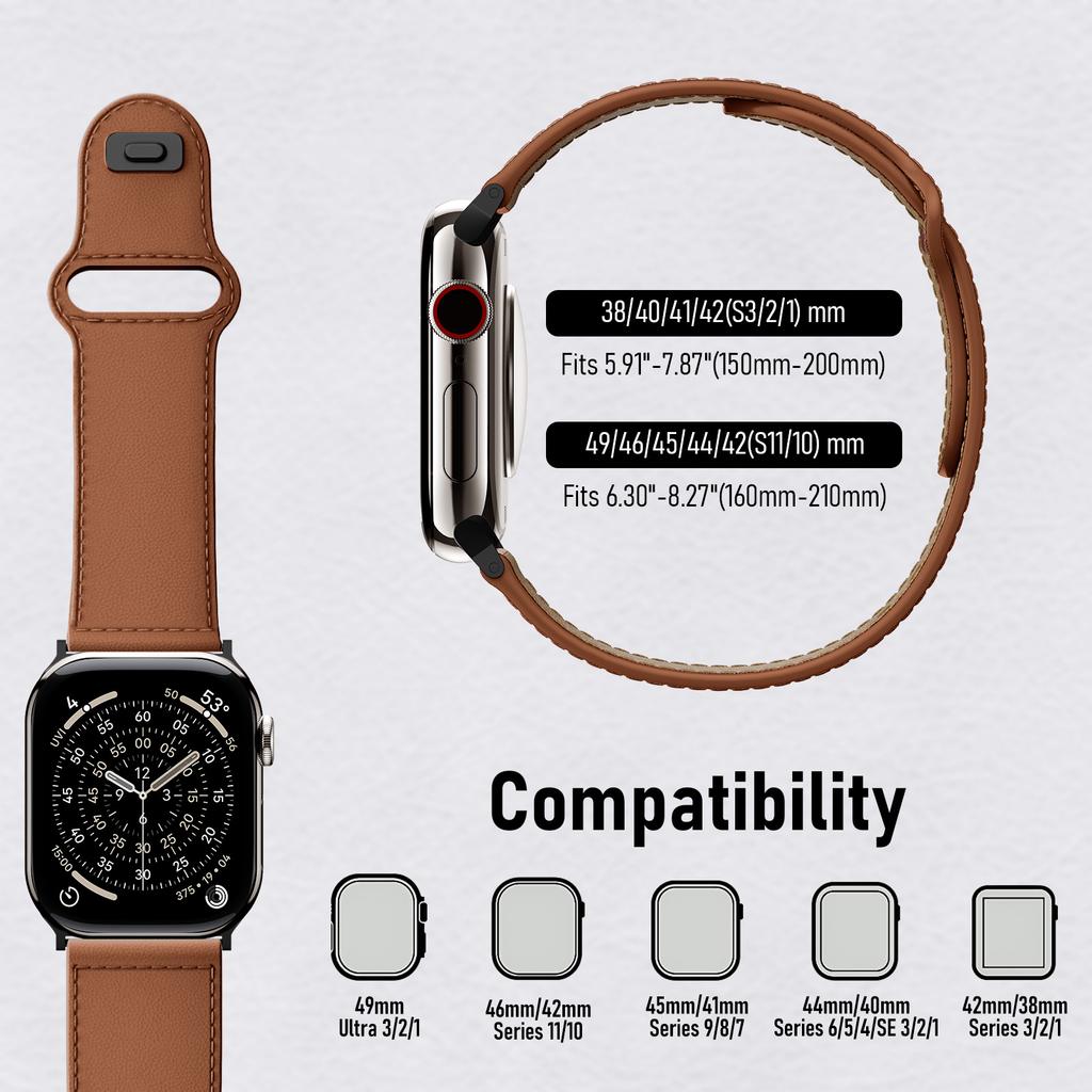 Leather For Apple Watch Bands 44mm 45mm 40mm 41mm 42mm 46mm Genuine Bracelet Correa iWatch Series 11 10 9 6 SE 7 8 Ultra 3 Strap