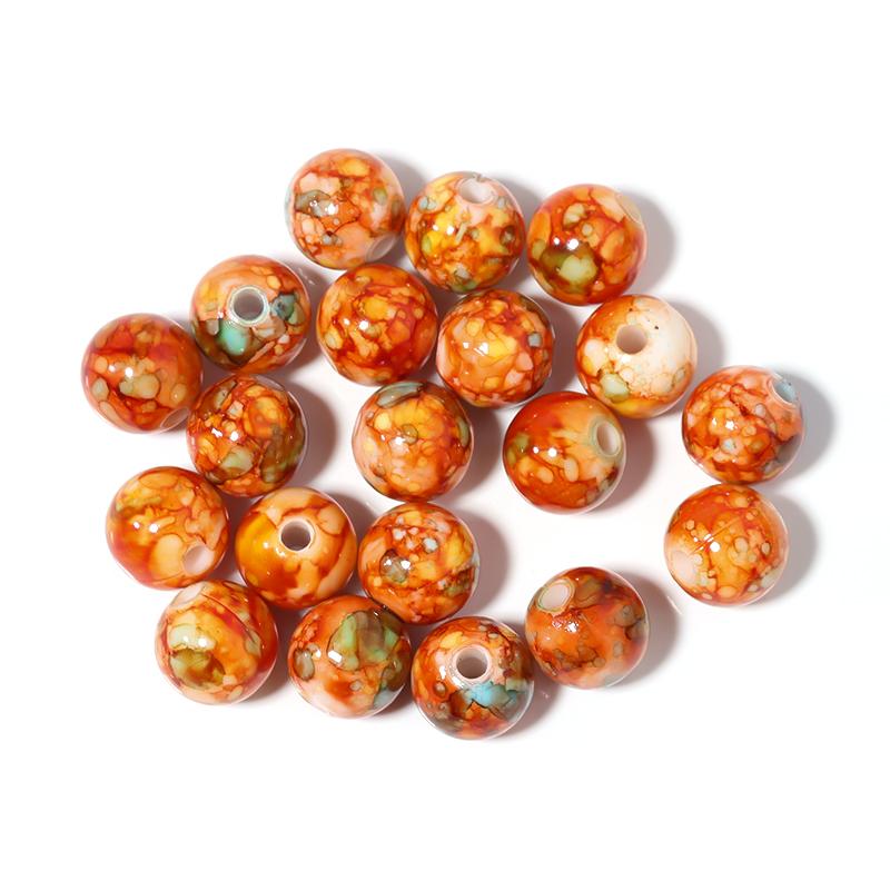 50-100pcs 8/10/12mm Crackle Acrylic Beads Colorful Round Loose Spacer Beads For DIY Jewelry Making Bracelet Necklace Accessories