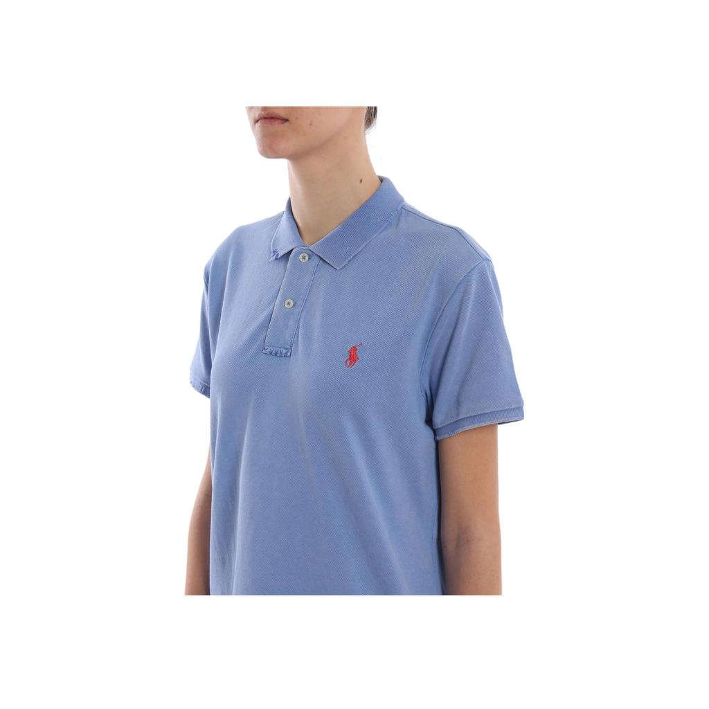 Polo Ralph Lauren Washed Vintage Small Pony Logo Embroidered Short Sleeve Polo Shirt Women tops 211744518-005