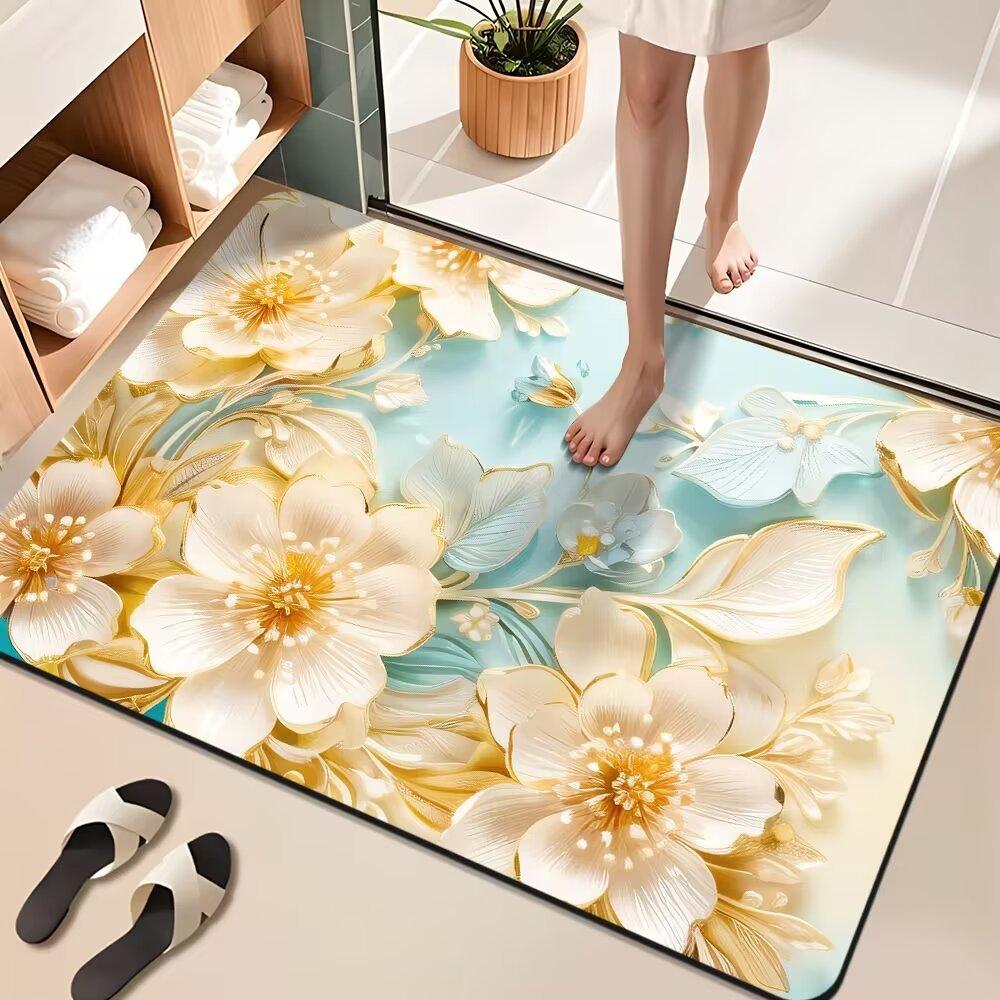 

Маленький свежий диатомовый коврик для грязи, впитывающий грязный туалет, нескользящий коврик для ног, растительный цветочный коврик для ног 40 * 60cm