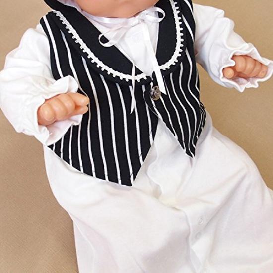 Material Made in Japan Tuxedo Design Newborn Baby Dress Set with Hat for Shrine Visits and Hospital Leave Black Boys' Spring/Autumn