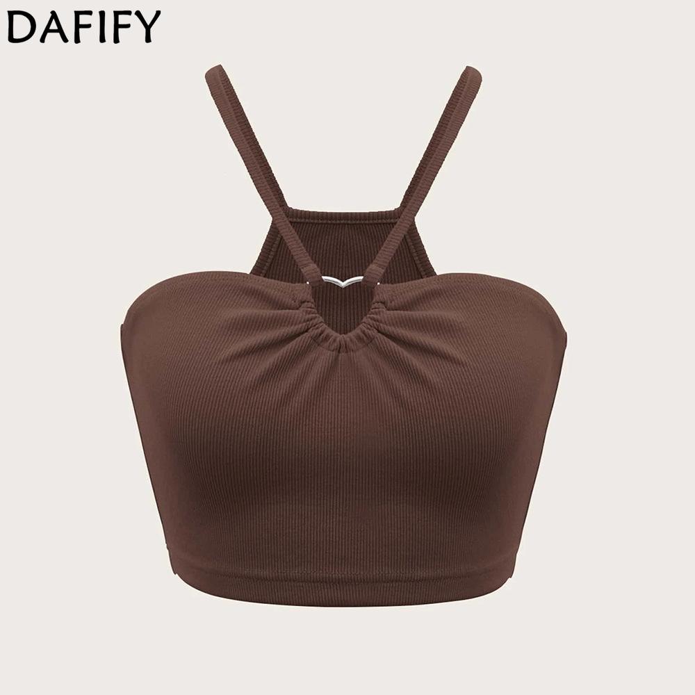 DAFIFY Women's Fashion Casual Summer Spring Solid Color Print Sleeveless Suspenders Blouses & Shirts