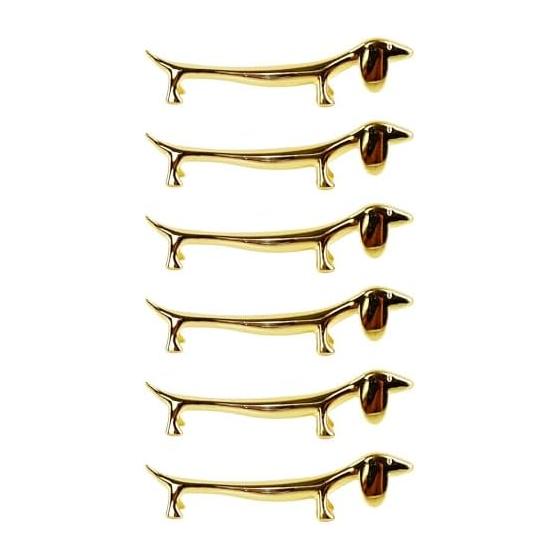Felimoa Dachshund Cutlery Rest, Chopstick Holder, Knife Rest, Party, 6 Pieces, Gold, Zinc Alloy, Approx. 9cm