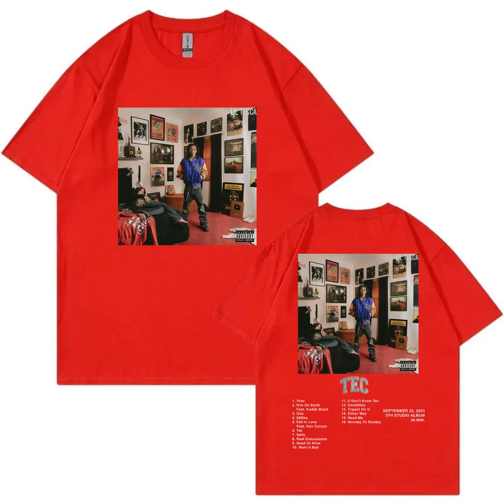 Rapper Lil Tecca Tec Album Poster Merch Tshirt Mens Womens Hip Hop Vintage Short Sleeve T Shirt Casual Fashion Loose Tshirts