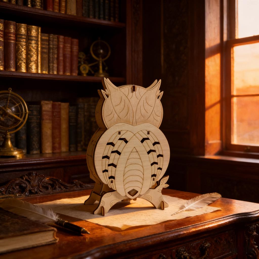 3D Wooden Puzzle Owl Clock DIY Wooden Model Ideal as a Birth Date Spooky Holiday Easter Xmas or Latest Year Present