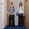 UNIFREE Women's Lace Trim Wide-Leg Casual Pants