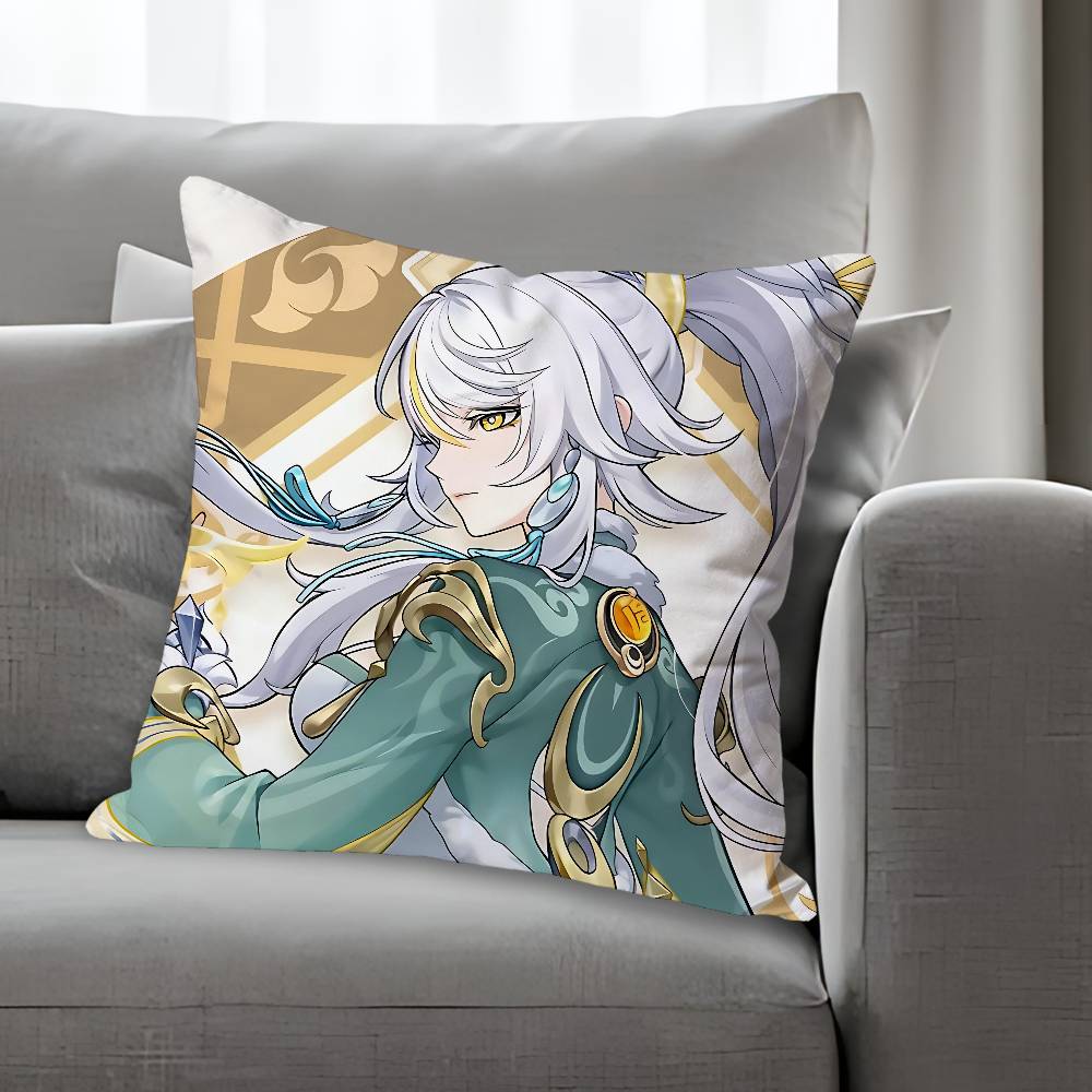 ZZibai GGenshin Impact Pillow Cases for Bedroom Living Room Sofa Home Decor Polyester Cushion Cover with Zipper