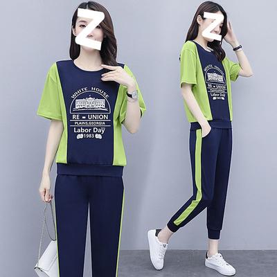 Spring and Summer Short-sleeved Sportswear Fashion Casual Two-piece Suit for Women with Western Style