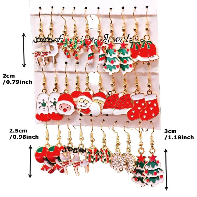 Xiaomi 15Pairs Cute Christmas Earrings Colorful Cartoon Santa Claus Hook Earrings Versatile Style Suitable for Christmas Gifts