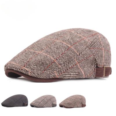Men's Duckbill Hat Herringbone Nylon Beret Autumn Winter Woolen Hat Progressive Hat Artistic Youth Hat