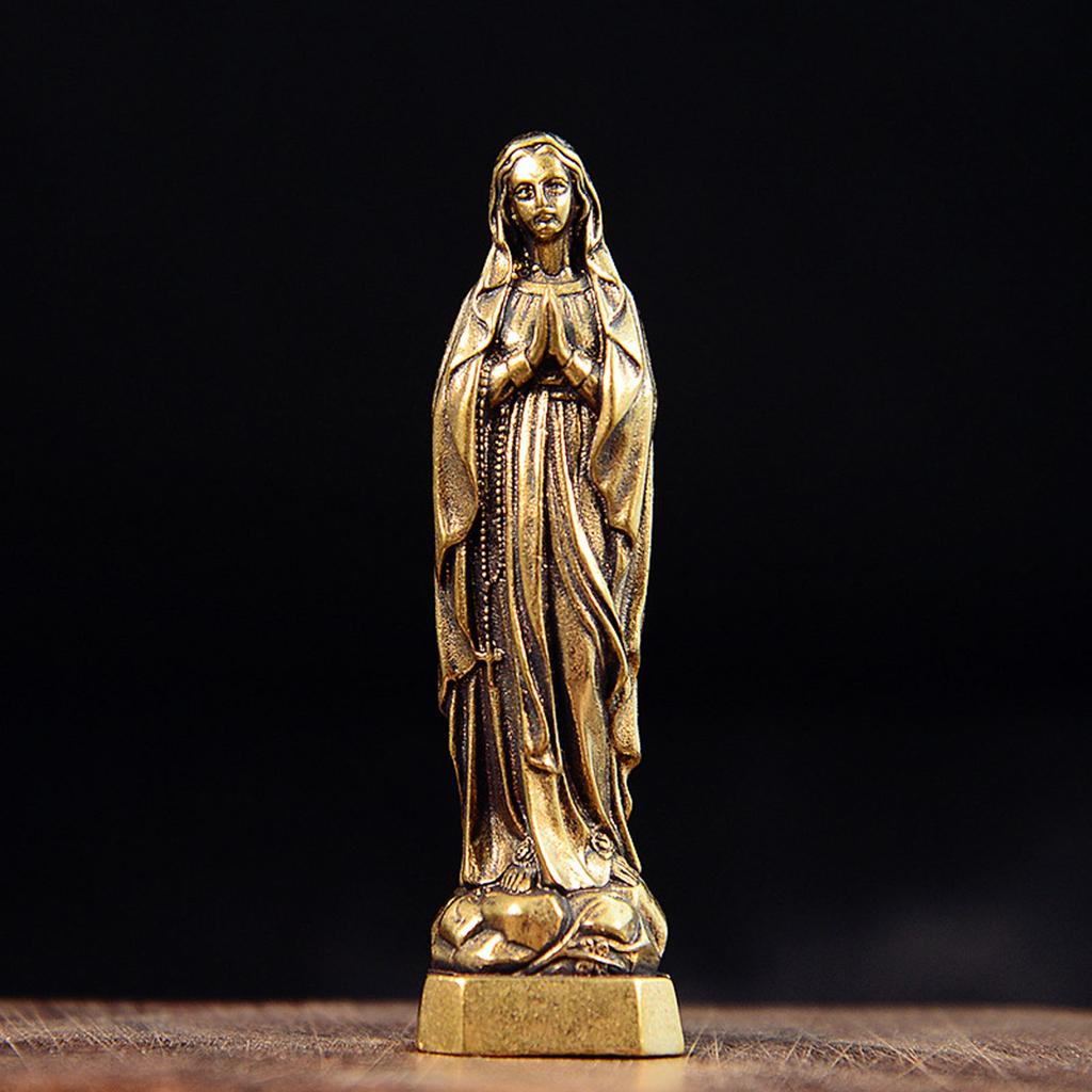 

Retro Brass Statue of The Mary, European and American Figure Copper Carving Religious Statue Handicraft
