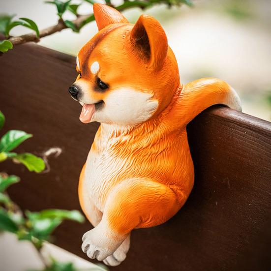 Dog Ornament Resin Animal Dog Figurine Bonsai Mini Plants Garden Hanging Pot Decor Decoration