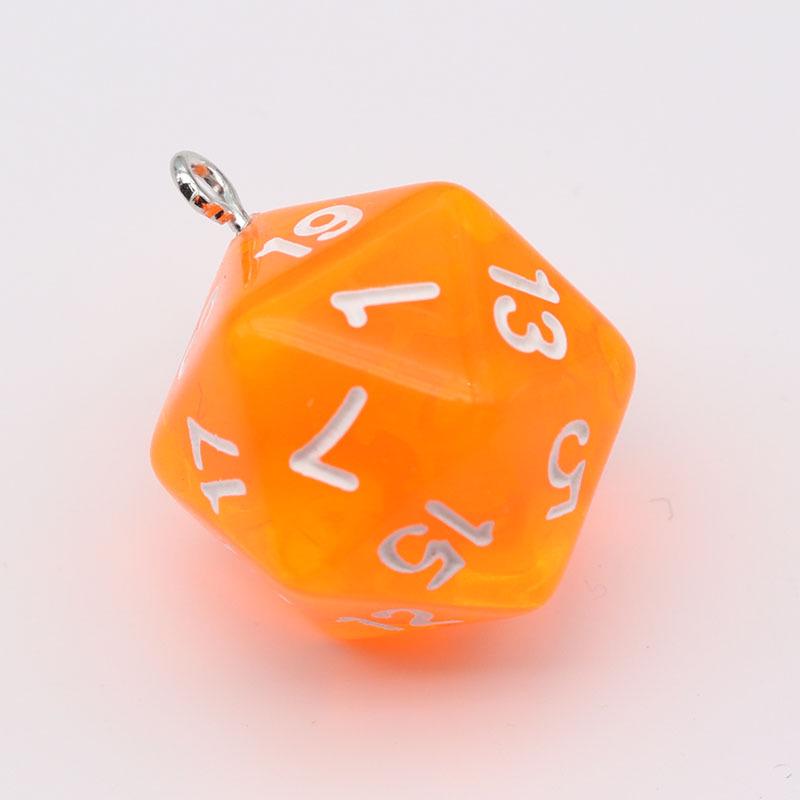 20-Sided Colored Transparent Acrylic Dice Pendant Keychain for DIY Jewelry
