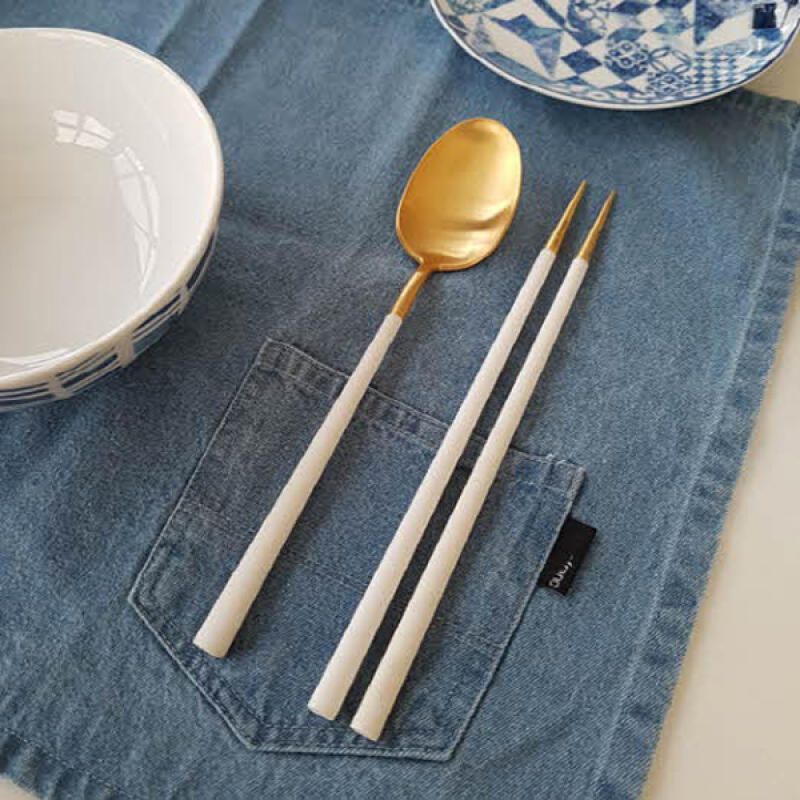 [belo inox] White Gold 2-person Korean Cutlery Gift Set