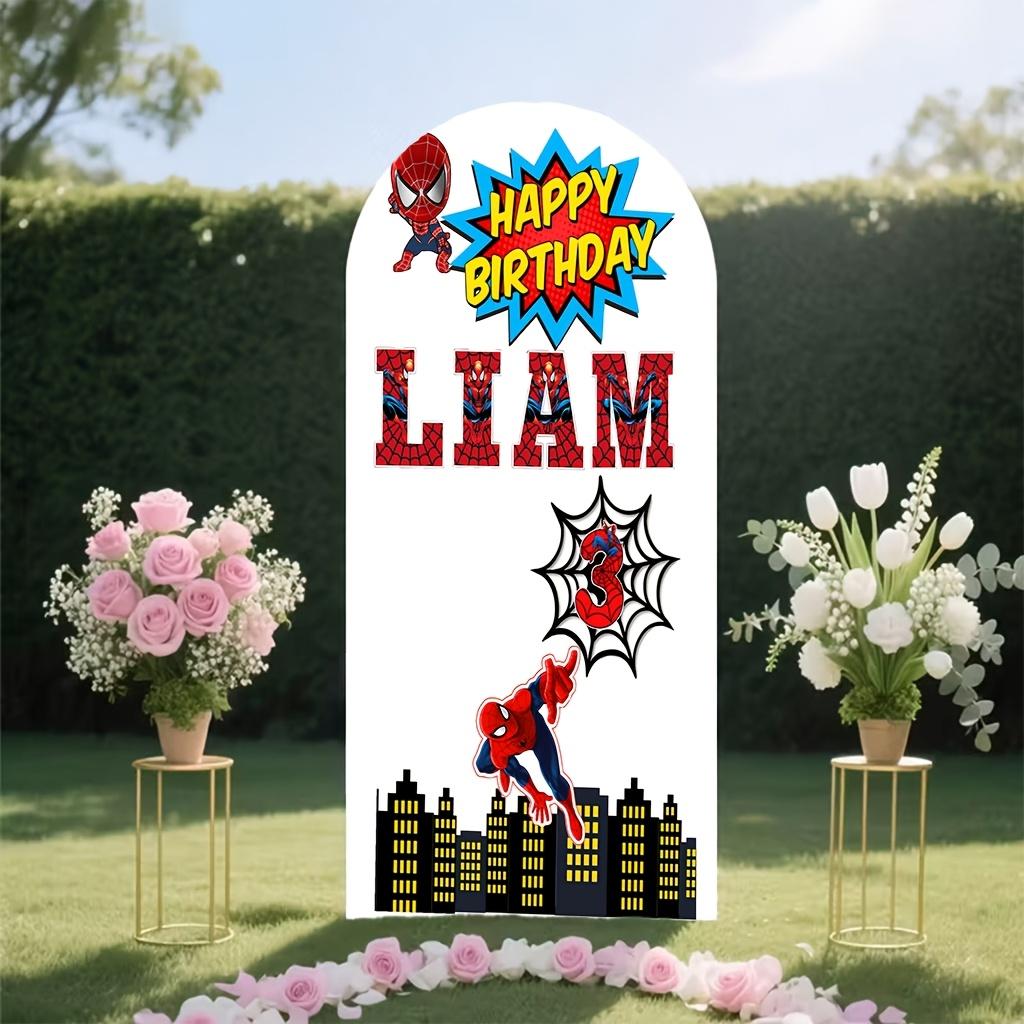 BEPAN Spiderman theme arched background customizable children's birthday party decoration background baby shower props stretch fabric