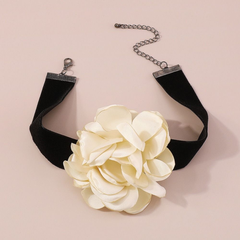 Gothic Chic Adjustable Strap Choker Women Jewelry Mesh Ribbon Bracelet Flower Clavicle Chain