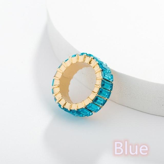 2020 Creative Square Rainbow Rhinestone Ring Women Knuckle Finger Rings Jewelry Gift MIT
