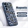 Magnetic For Magsafe Case For Samsung Galaxy S26 Ultra S25 Edge S24 Plus S23 FE S22 A54 A55 A56 5G Yellow Leopard Print Matte Cover