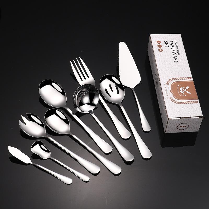 Stainless Steel Common Spoon and Fork Set Banquet Party Service Parting Colander Cake Spoon Dessert Shovel Butter Knife