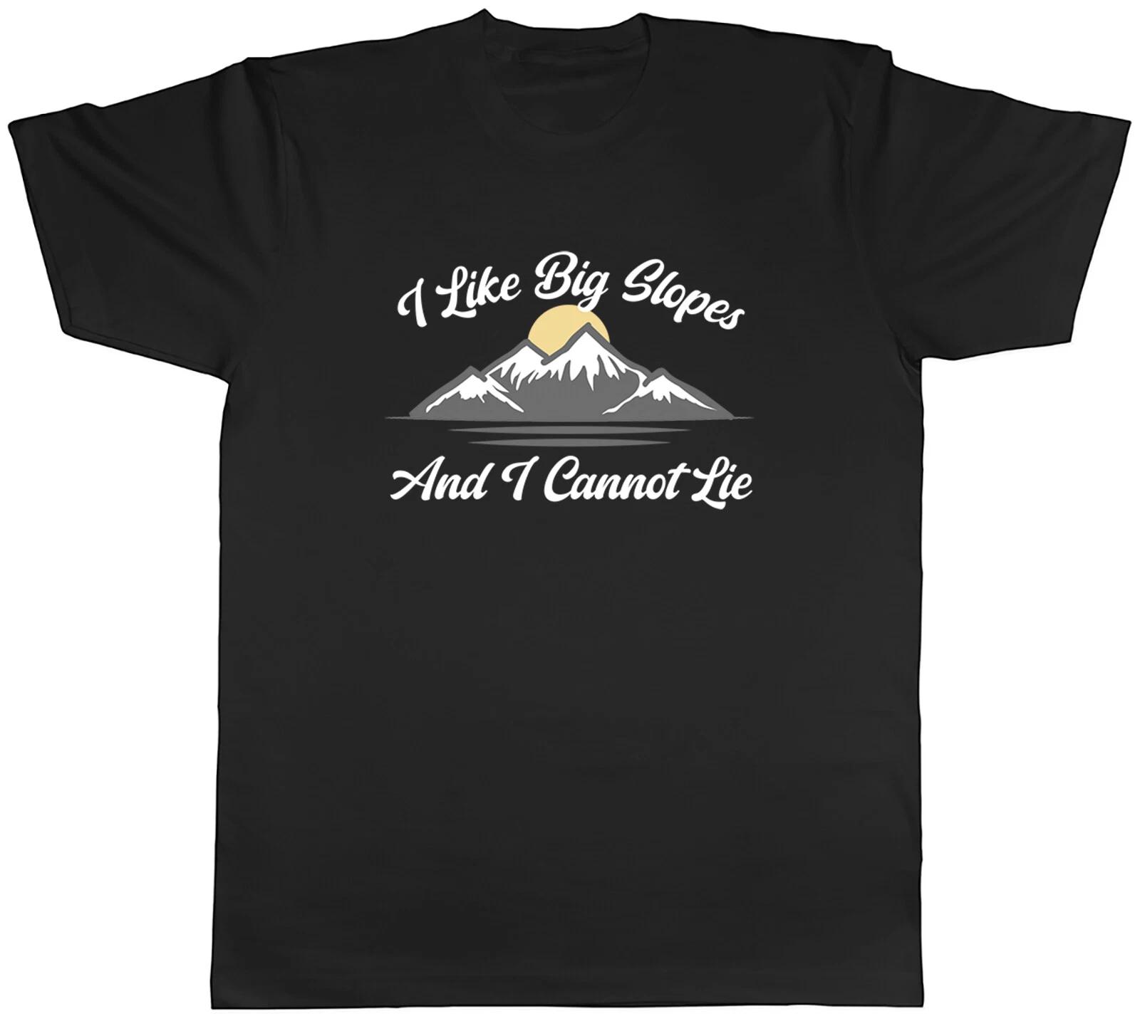 Funny Skiing Mens T-Shirt I Like Big Slopes Ski Lover Tee Gift M