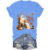 Women's Halloween Print Short Sleeve V-Neck T-Shirt Casual Top