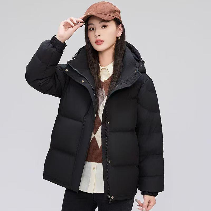 Thickened Down Cotton Jacket with Detachable Hood for Winter Petite