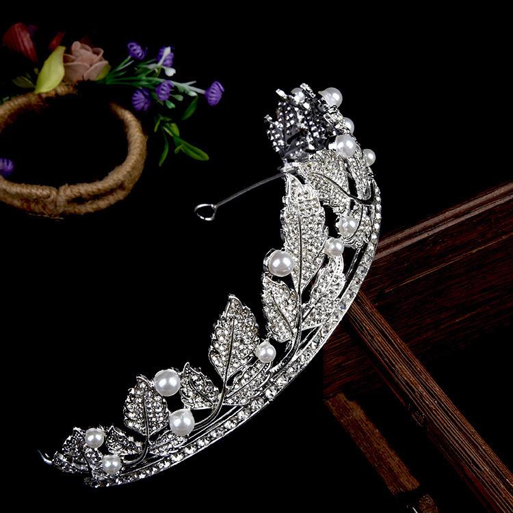 Updo Bridal Tiara Crystal Rhinestone Gold European and American Pearl Crown Birthday Wedding Hair Accessories Wedding Wedding Accessories