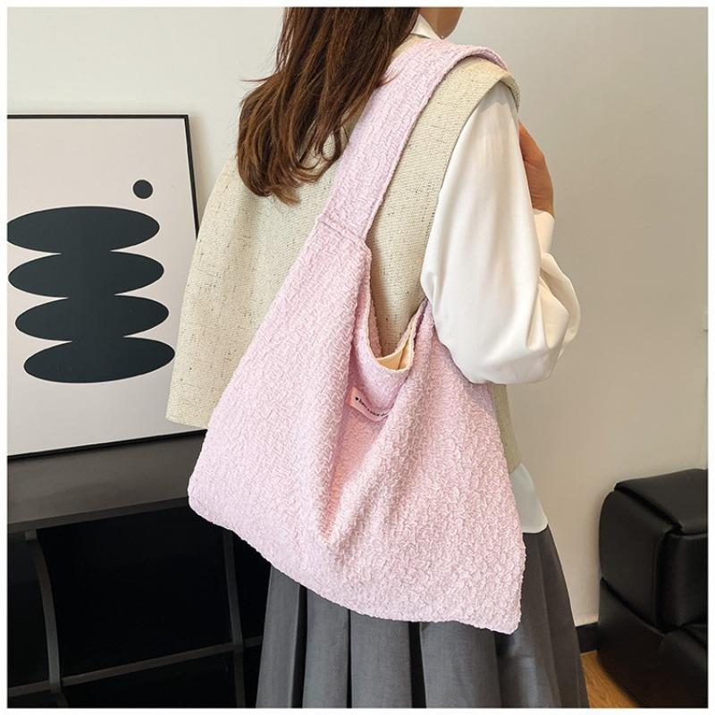 Tote Bag Women's Large-capacity New Versatile Shoulder Bag Lazy Wind Bubble Cloth College Student Class Bag